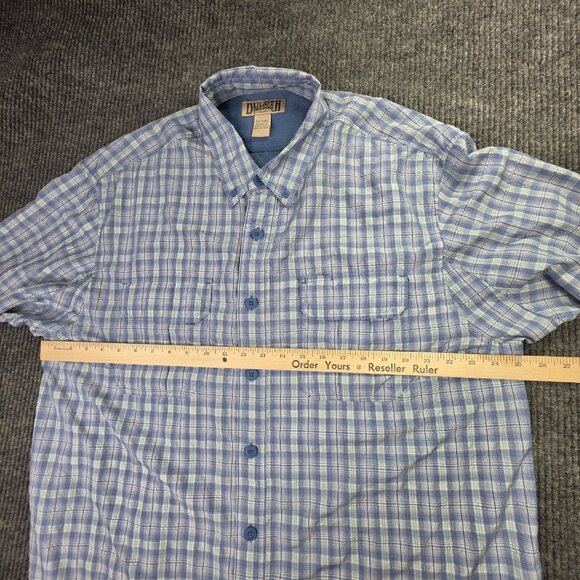 Duluth Trading Shirt Mens XL Tall Blue Plaid Button Up Vented Pocket Gorp Casual - Picture 11 of 12